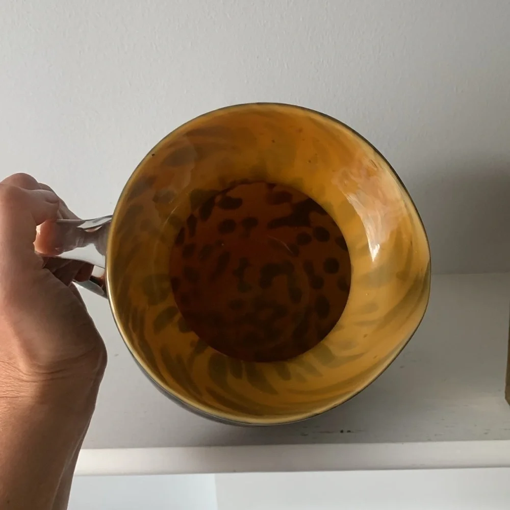 1998 Bombay Company Hand Blown Glass Tiger Pitcher Orange & Black 6.5